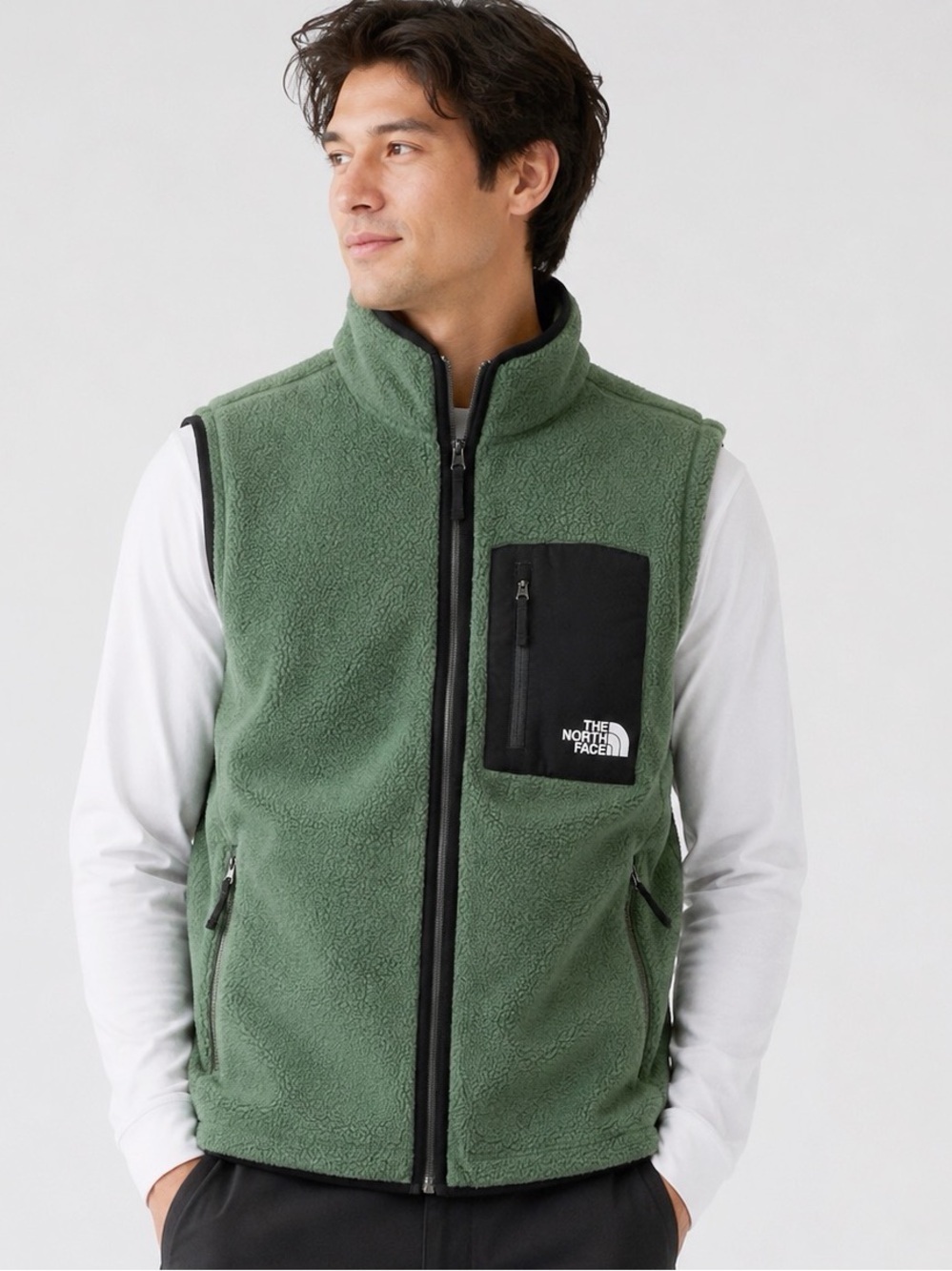 THE NORTH FACE Peak Sherpa Fleece Zip Vest Green Large